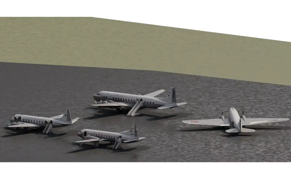 LAI DC 3 DC 6B Vickers 1 Convair 340 with interior  3D model