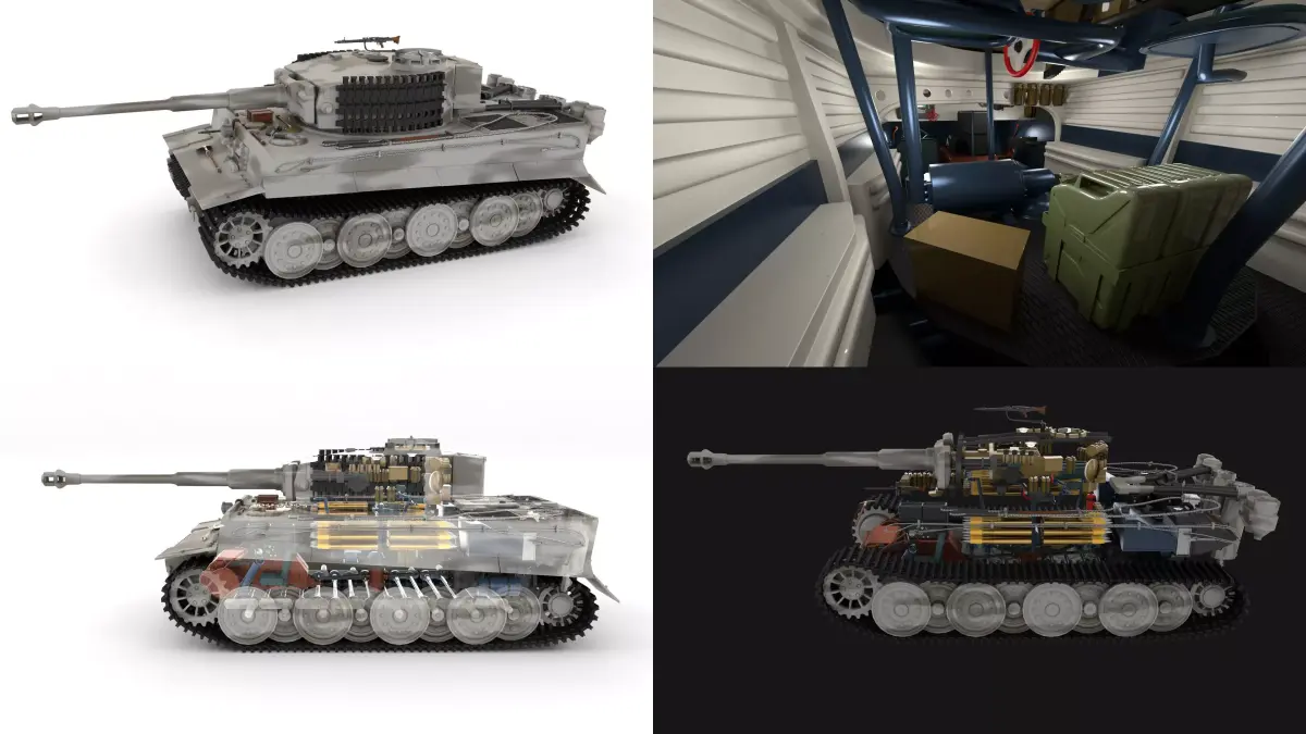 Fully built Panzer Tiger Tank Late 1944 v3 interior and engine 3D model
