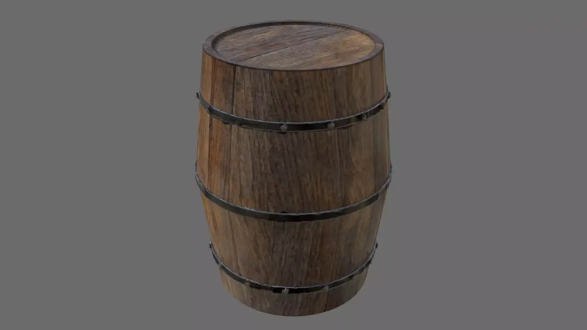 Medieval wooden oil barrel Free low-poly 3D model