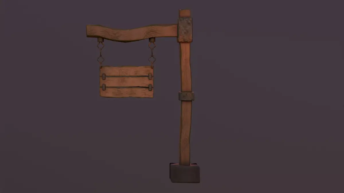 Medieval Signpost  Game Ready Environment Prop Low-poly 3D model