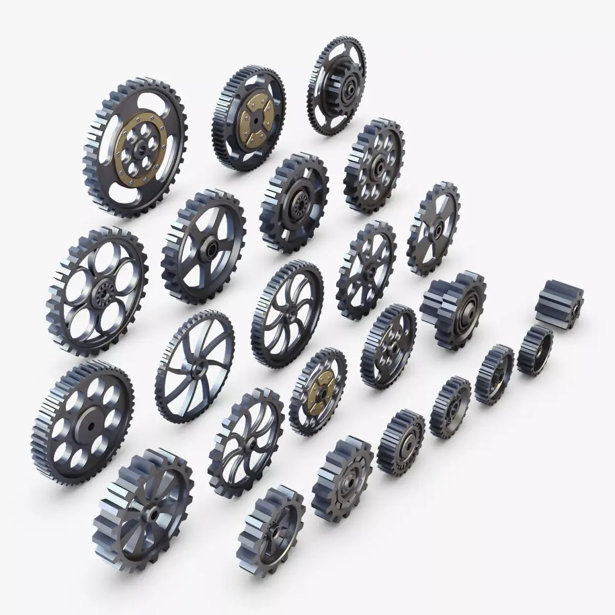 Gears Set Low Poly v 1 of 3D model