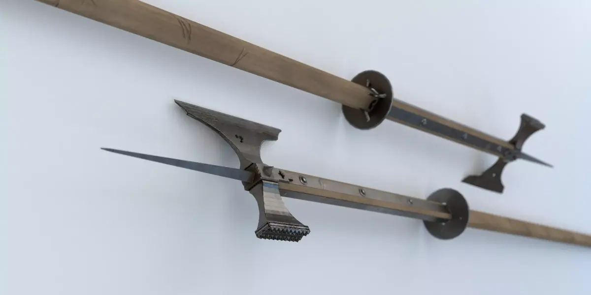 Pollaxe set of swords and spears Low-poly 3D model
