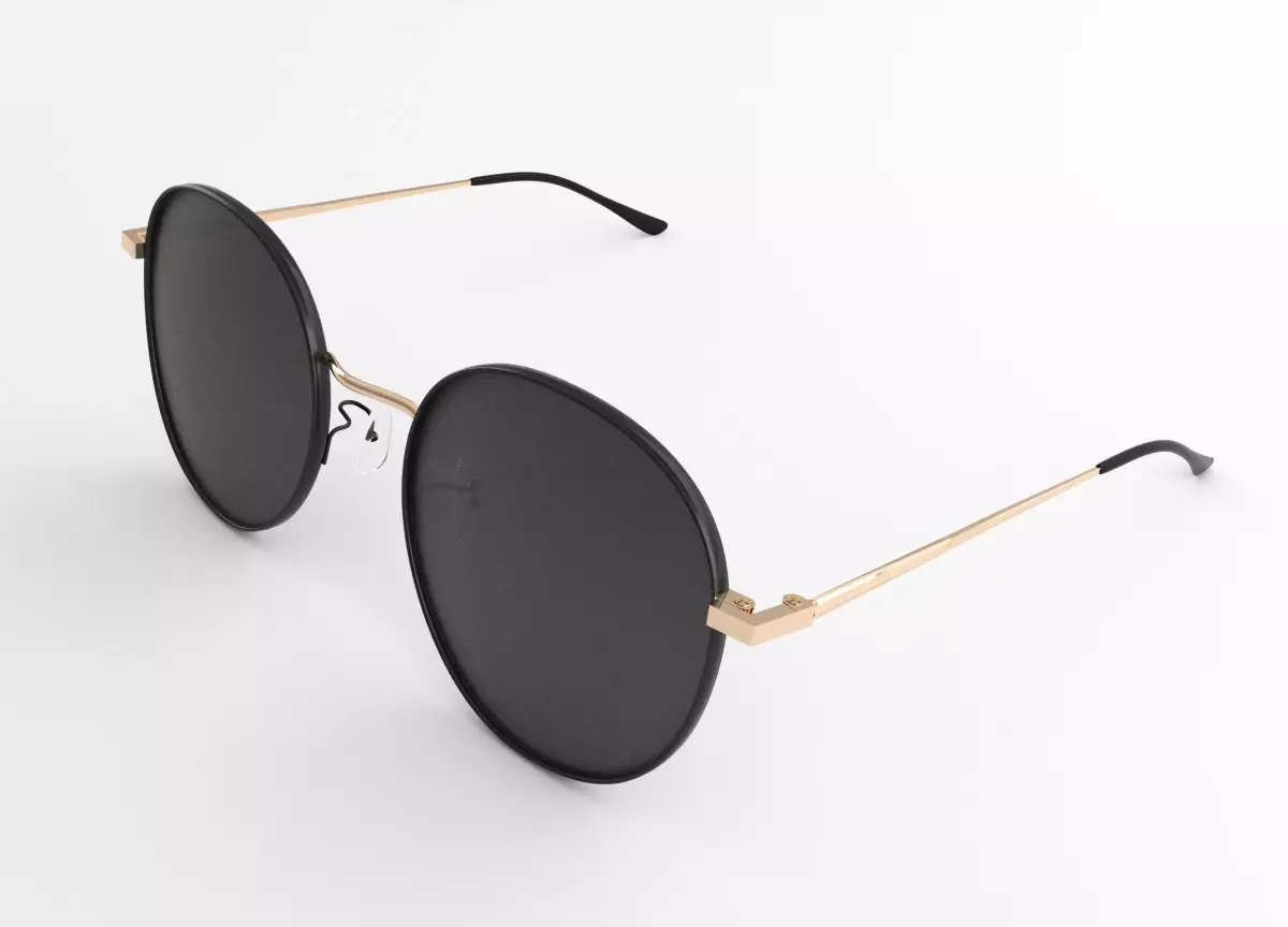 Sunglasses round - gold 3D model