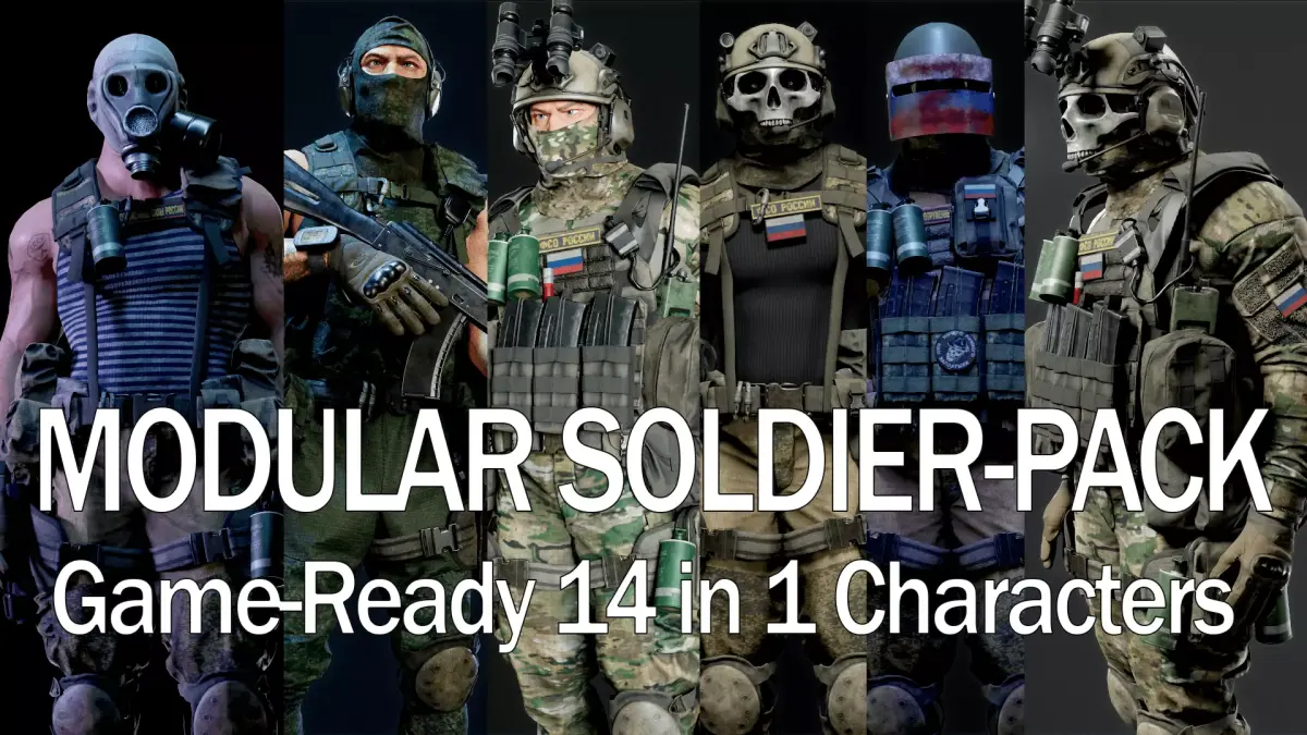 MODULAR RUSSION-SOLDIER PACK Low-poly 3D model