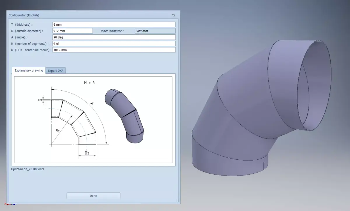 Segmented elbow 3D model