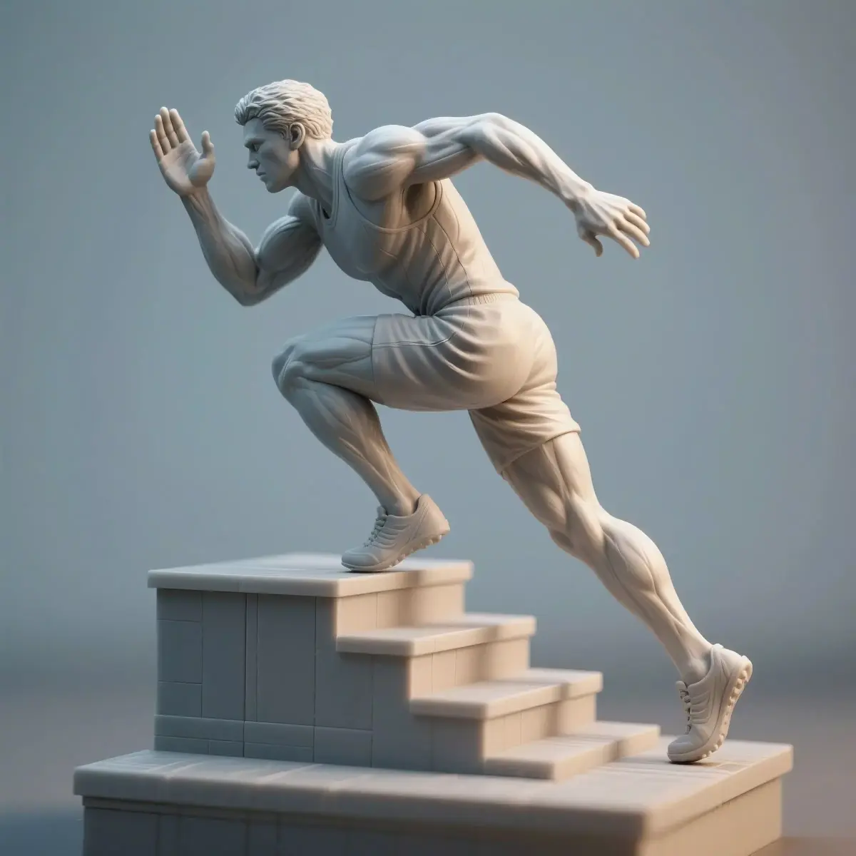 Runner on Stairs  Dynamic Sprint Pose 3D print model