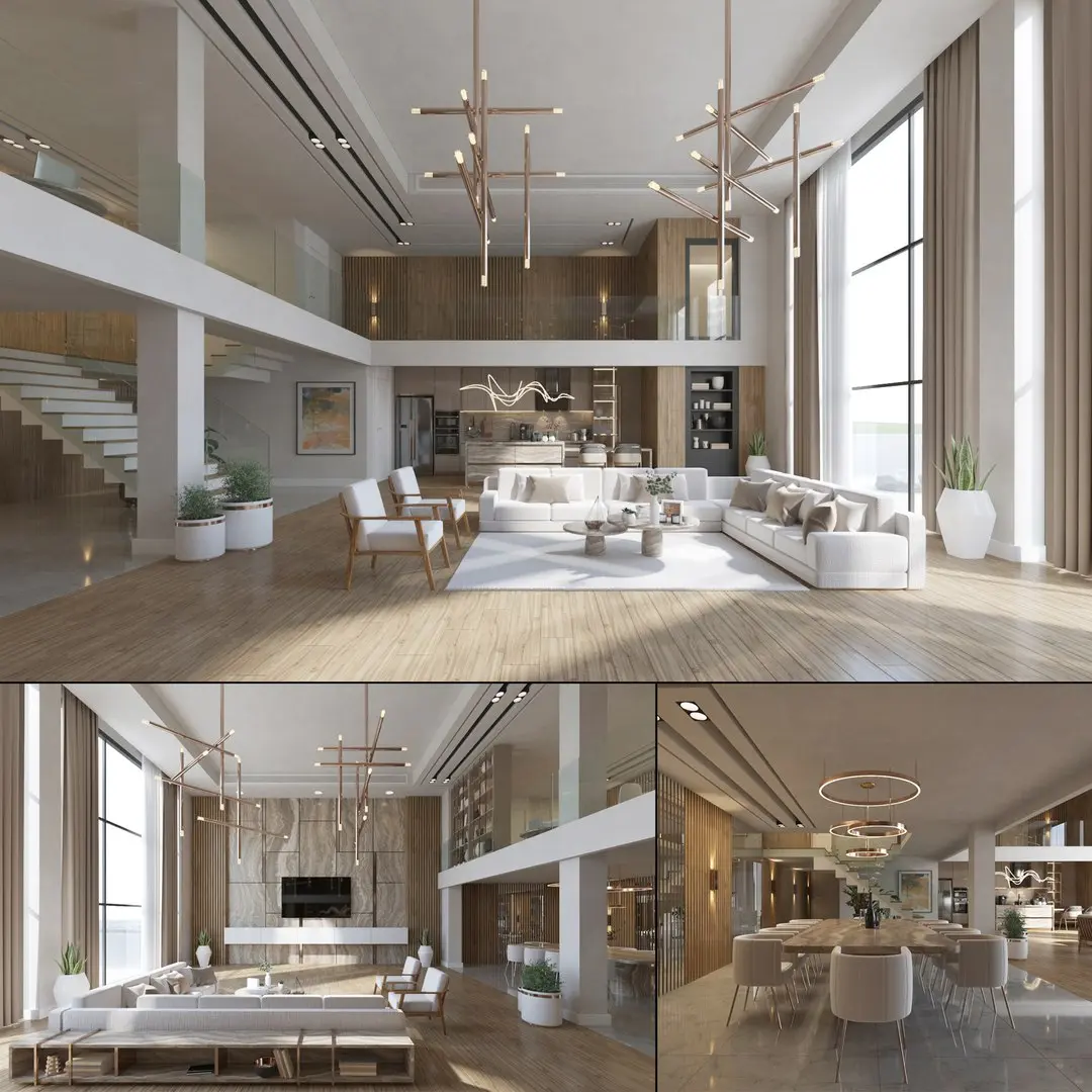 Luxury Modern Loft Villa Interior 3D model