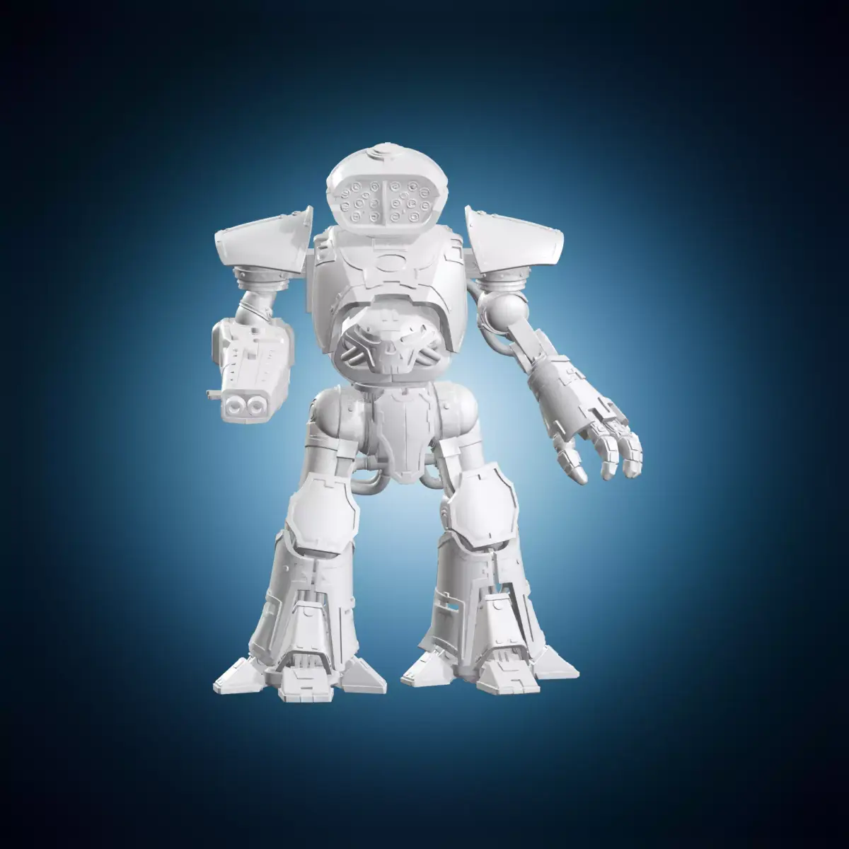 Heavy Battle Mech Miniature with Skull Face 3D print model
