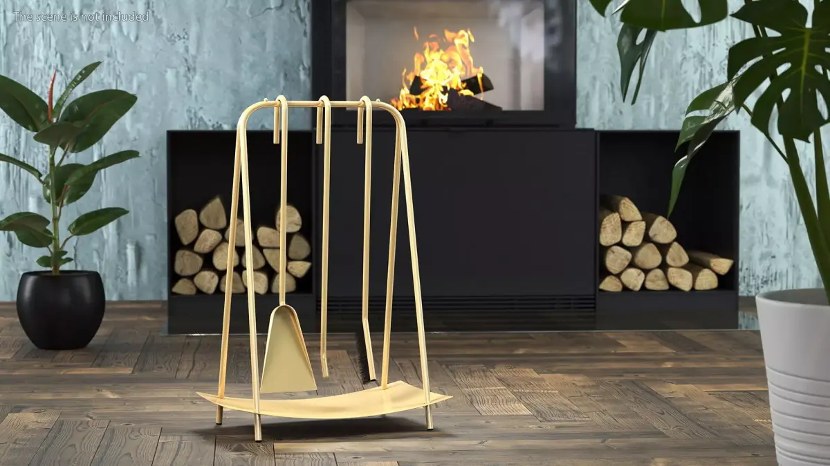 Port Fireplace Tools Brass 3D model
