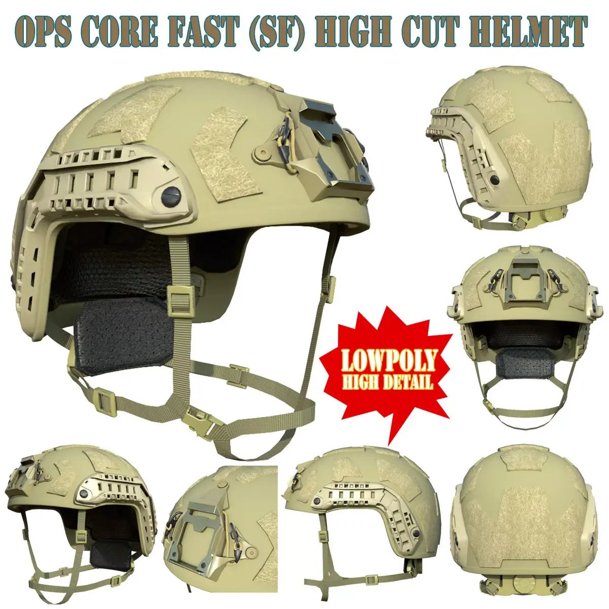 Ops Core FAST SF High Cut Helmet Low poly PBR  Low-poly 3D model