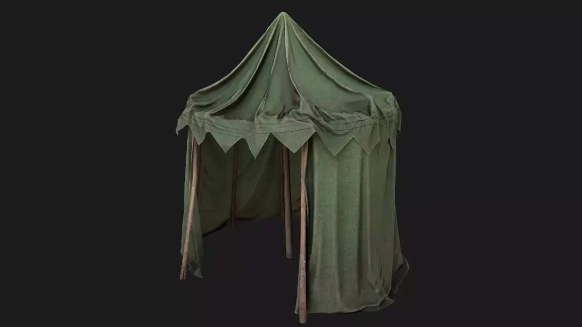 Green Army Military Tent  Low-poly 3D model