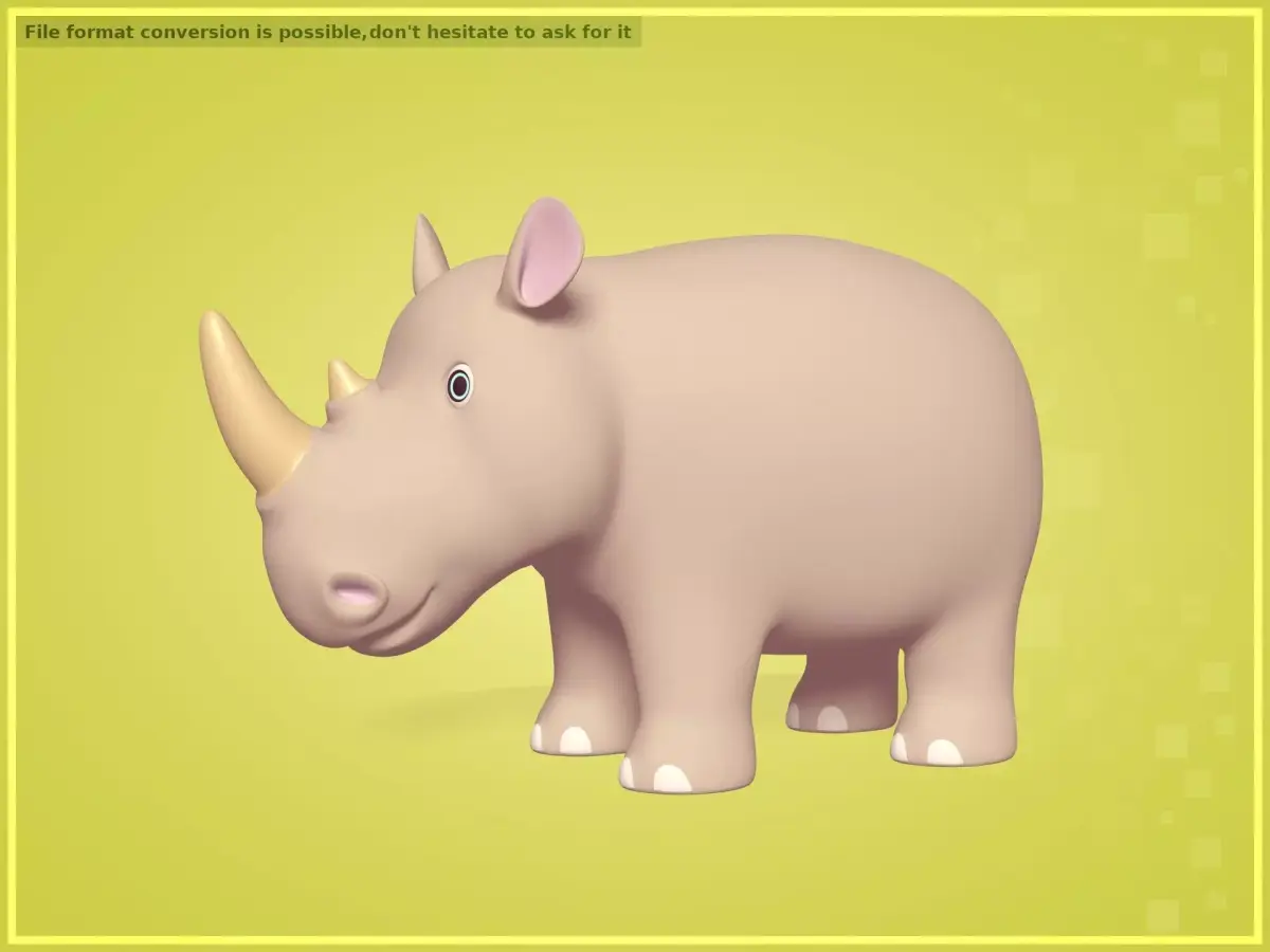  Cartoon Rhino Low-poly 3D model