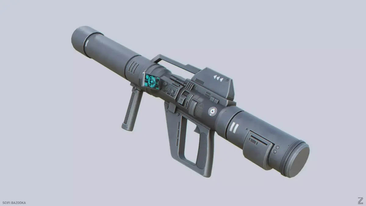 Scifi bazooka Low-poly 3D model buy
