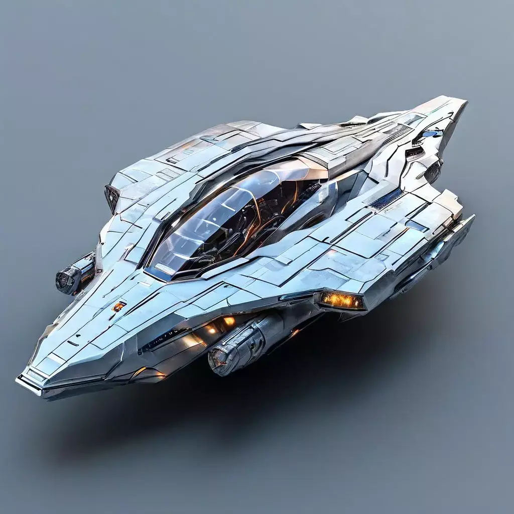 SciFi Fighter Starship Silverstreak Low-poly 3D model