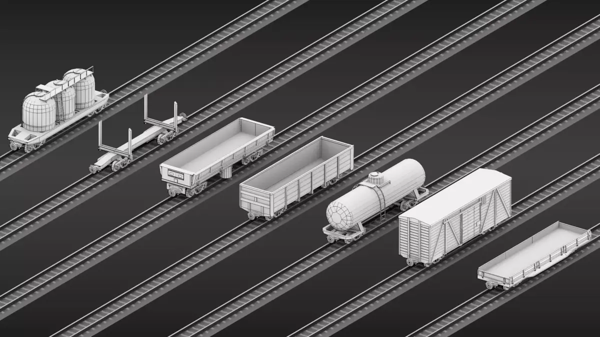USSR Narrow gauge cargo wagons set 3D model