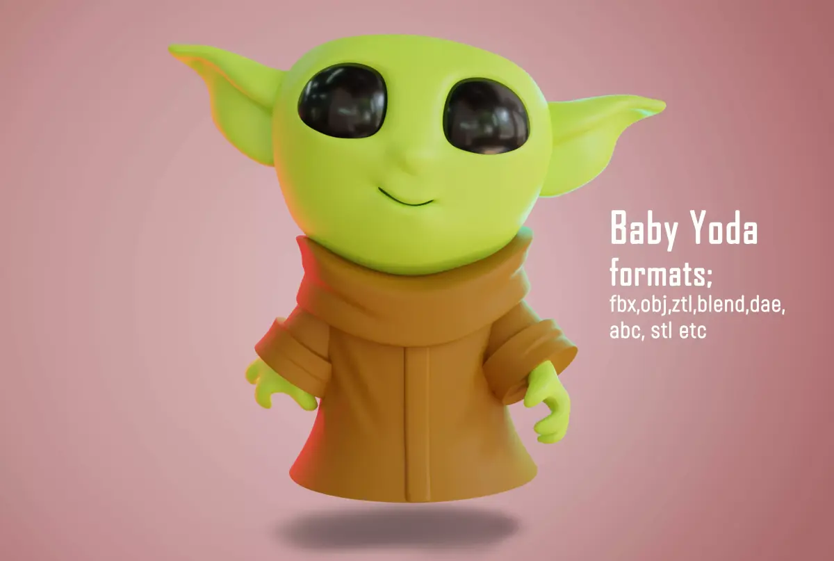 Baby Yoda 3d low poly model Low-poly 3D model