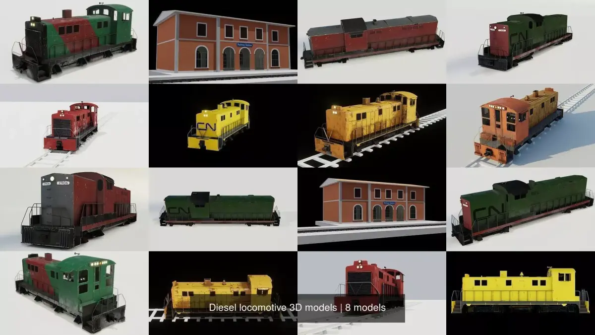 Diesel locomotive 3D models 3D Model Pack