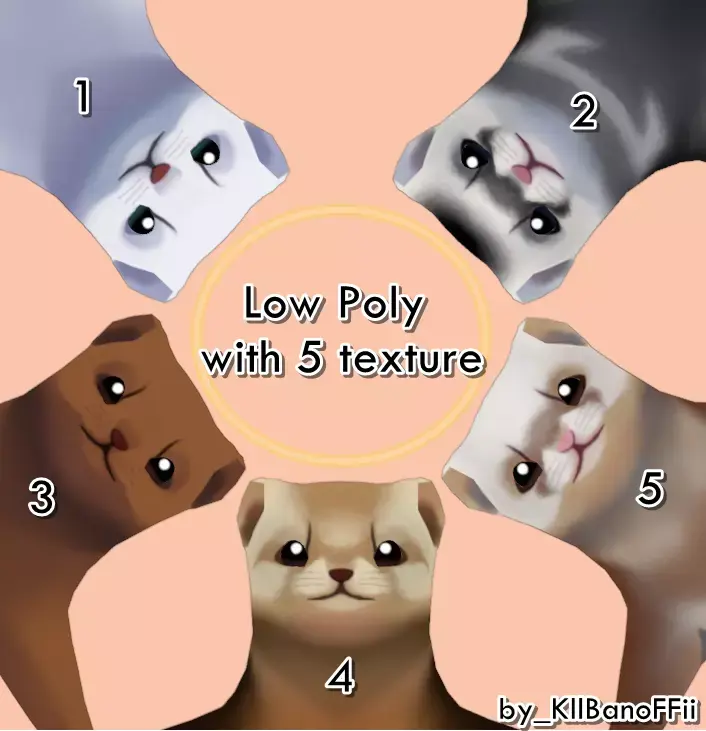 Mink-Ferrets-Otters-Mongoose hand paint lowpoly Low-poly 3D model