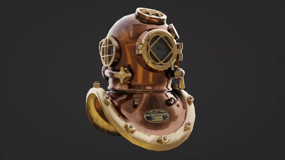 Old Diving Helmet Low-poly 3D model