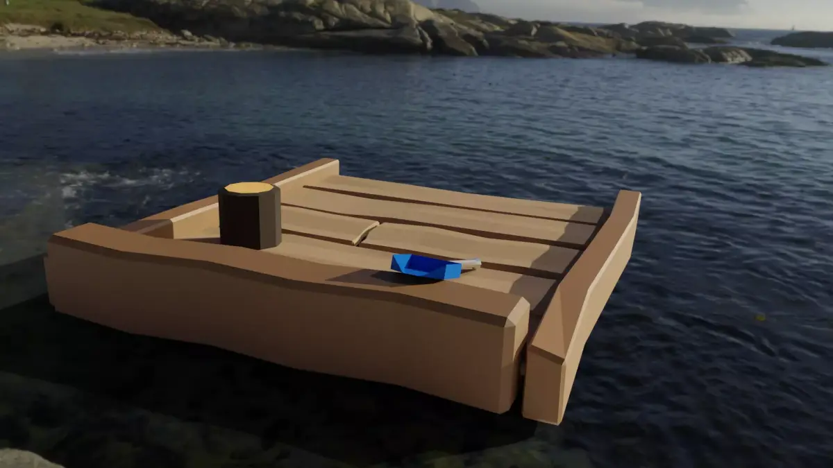 WOODEN - RAFT Free low-poly 3D model
