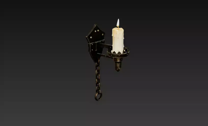Medieval Wall Candle Sconce - PBR Low Poly Game Ready Low-poly 3D model