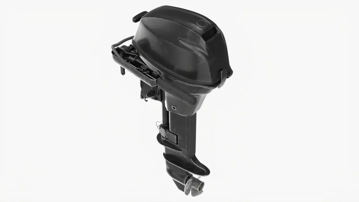 Outboard portable boat motor with folded tiller used 3D model
