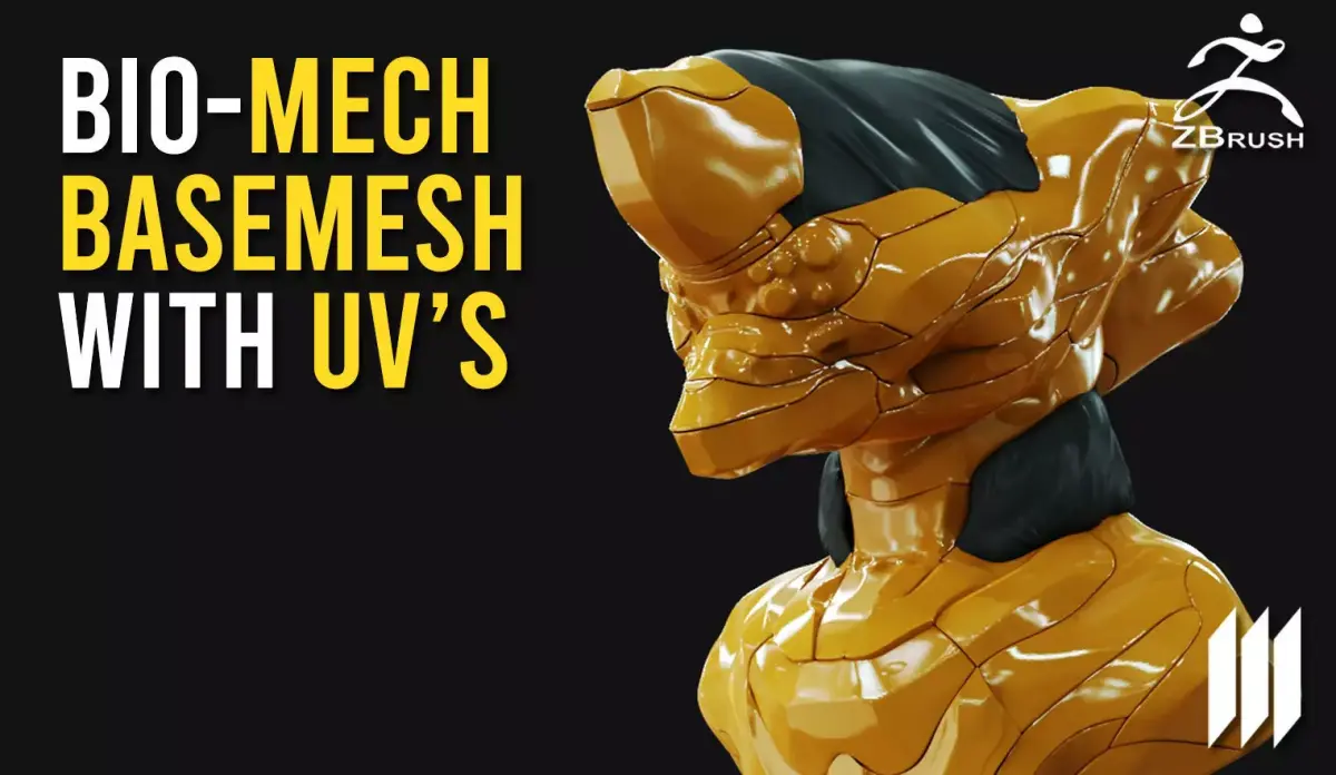 Bio-Mech Bust BaseMesh Sci-Fi Bust With UVs 3D model