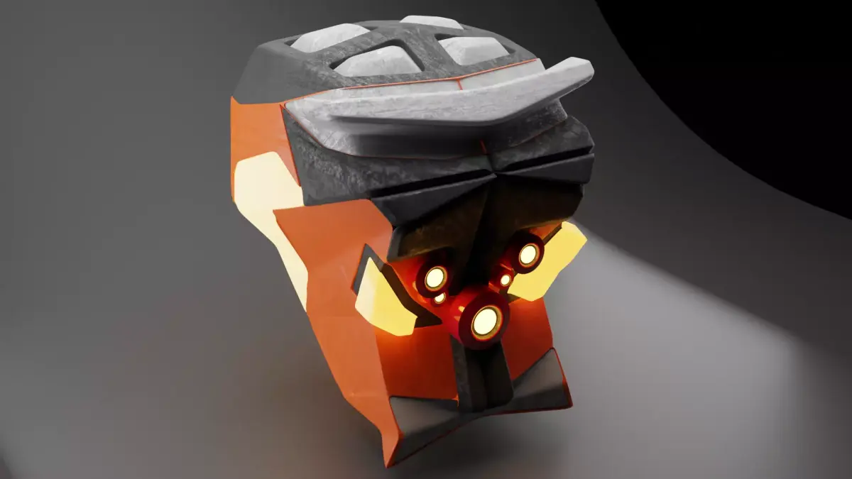 Robots head with laser-ray eyes Low-poly 3D model