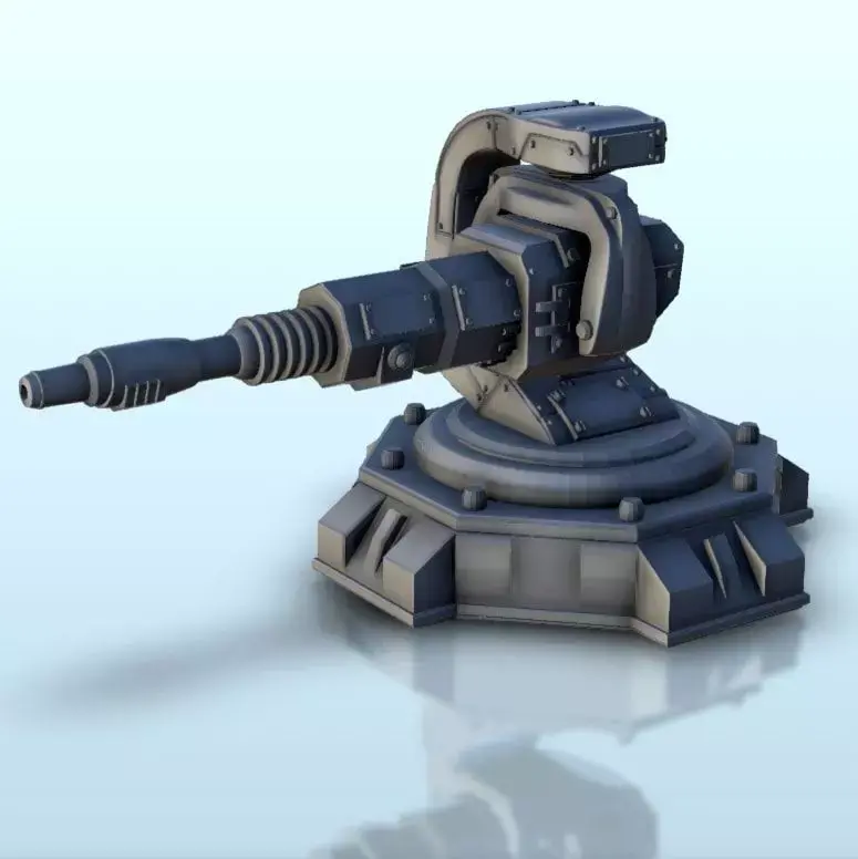 Laser gun turret on axis 2  supported version - Future Sci-Fi SF 3D print model