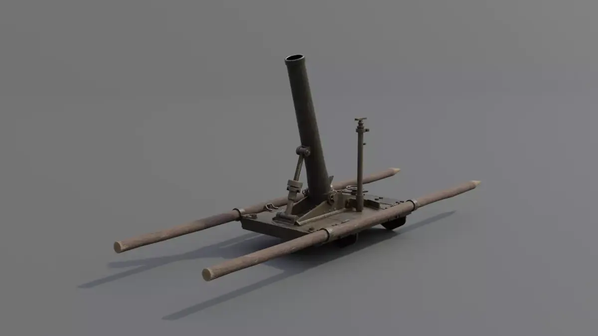 Type 11 70mm Infantry Mortar Low-poly 3D model