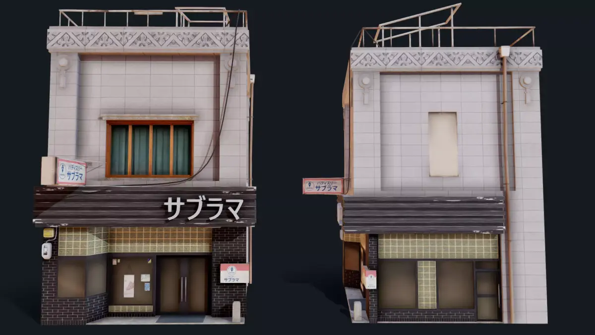 Japanese Style Shop Low-poly 3D model