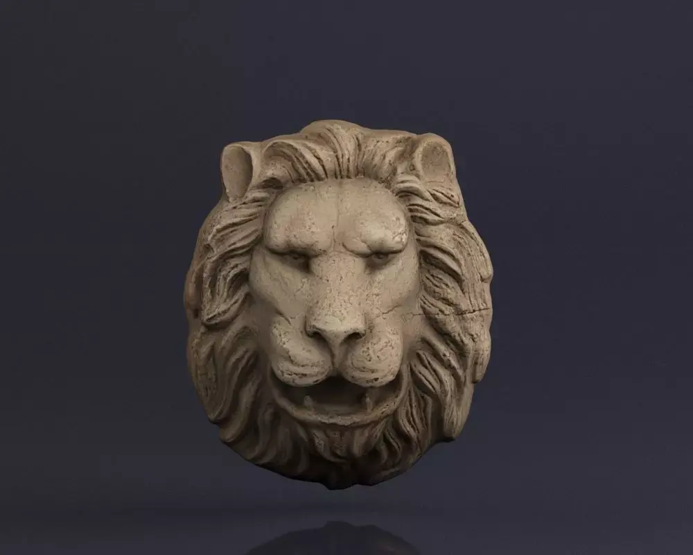 S00065 Lion head bas-relief 3D model