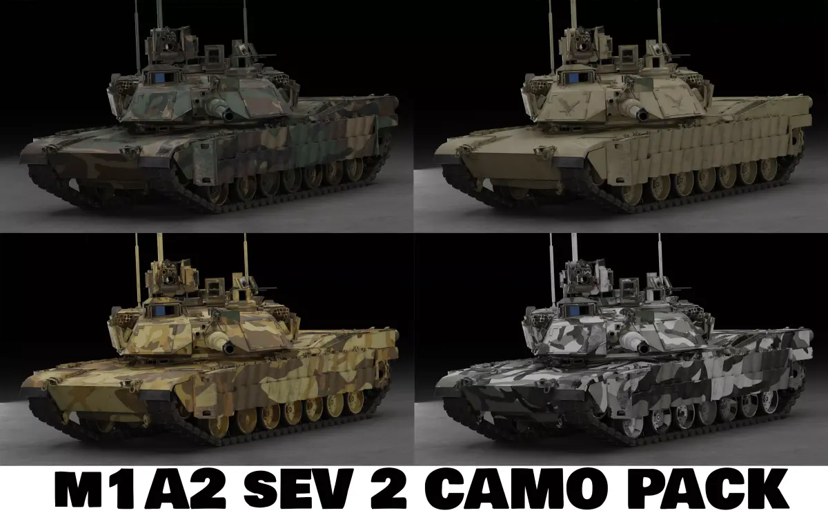 Tank M1A2 SEP 2 With Camouflage Pack 3D Model 3D model