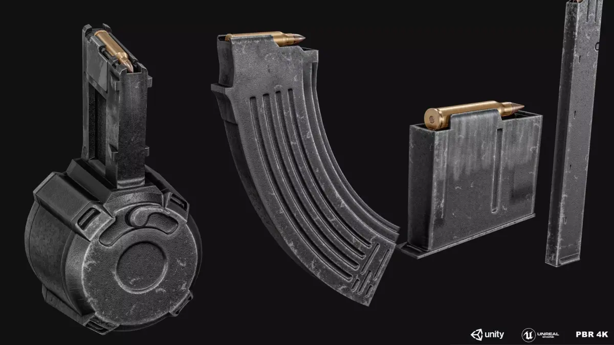 Gun Magazine  Pack Low-poly 3D model
