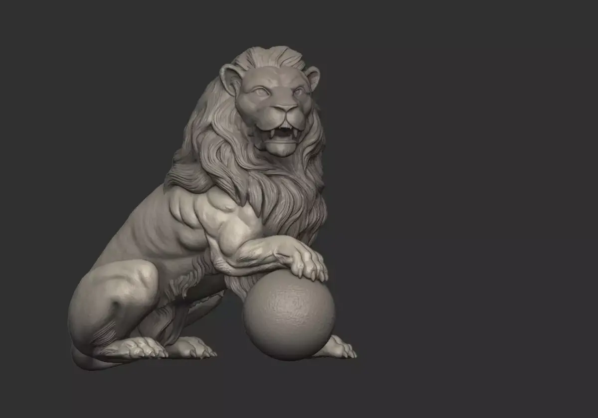 Spanish Parliament Lion Statue 1865 Neoclassical Bronze Lion 3D print model