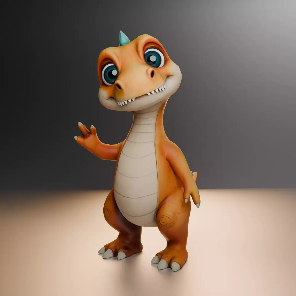 Tiny Rex Rigged Cartoon Dinosaur Low-poly 3D model