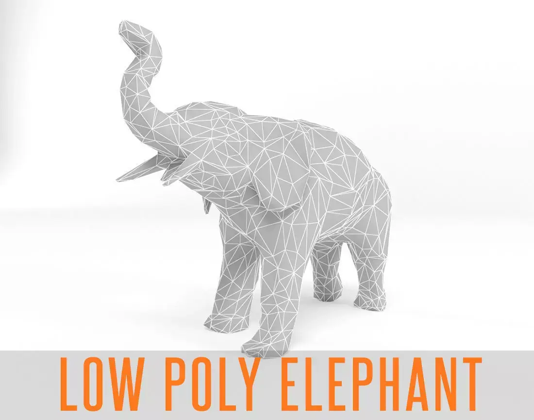 Elephant Low Poly Mammal African Wild Animal Lowpoly Low-poly 3D model