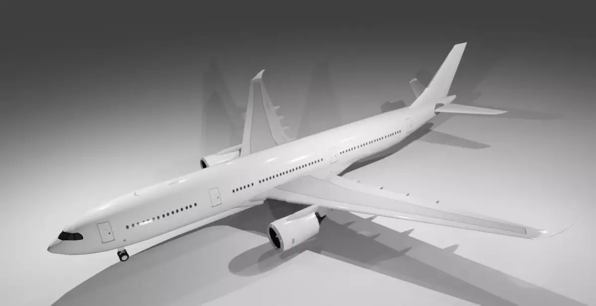 Airbus a330-900neo plain white model with cockpit Low-poly 3D model