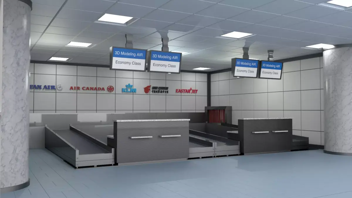check-in counter Low-poly 3D model
