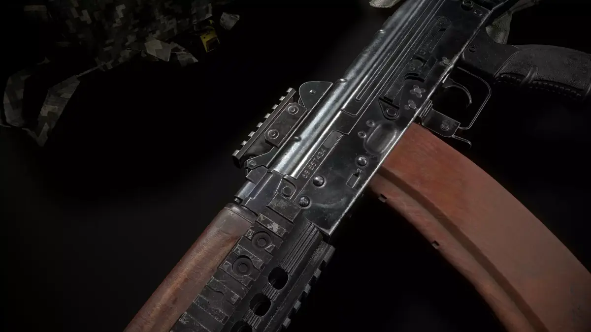 Ris plank and forearms AKS74U Low-poly 3D model