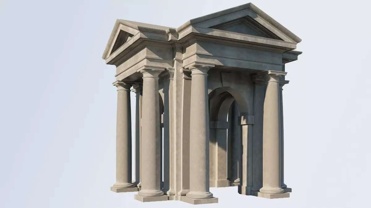 Tuscan order Arched portico in  with freestanding column 3D model