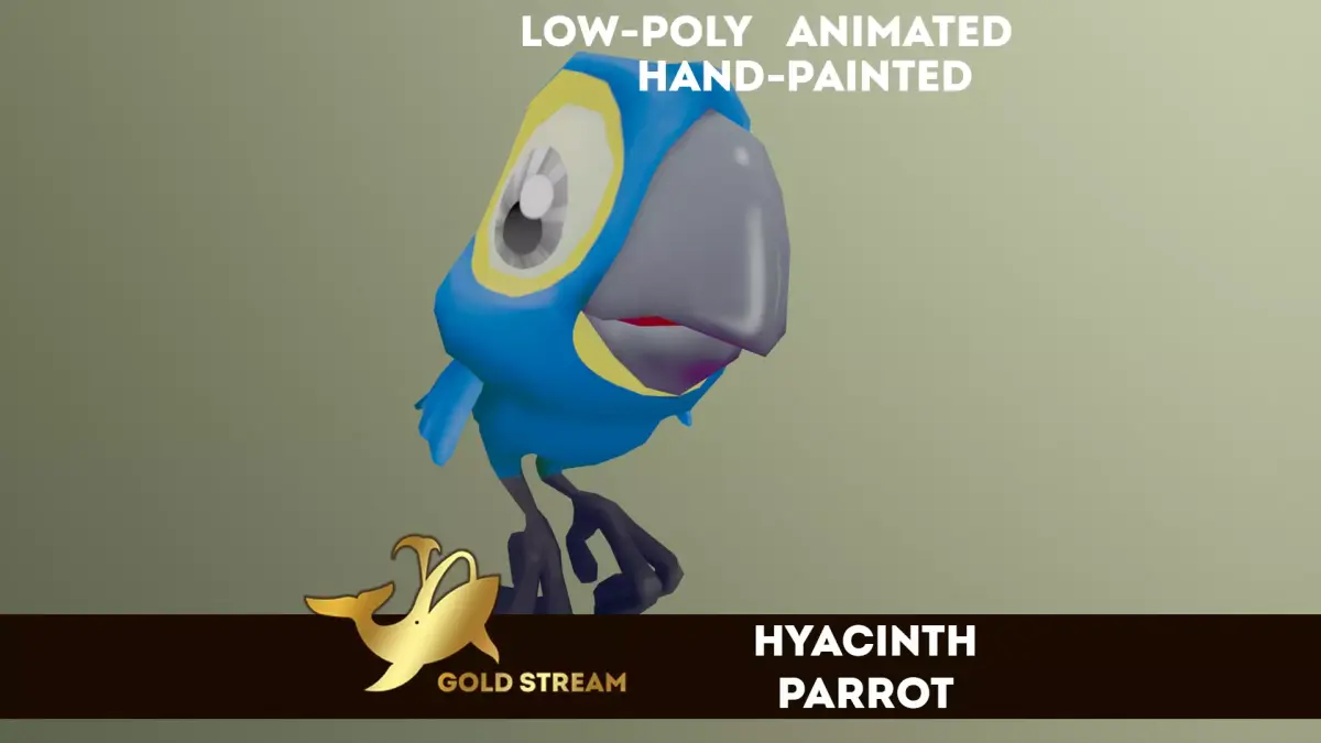Hyacint macaw animated Low-poly 3D model
