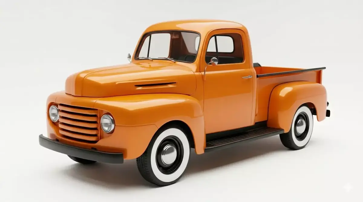 Vintage Orange Pickup Truck 3D model