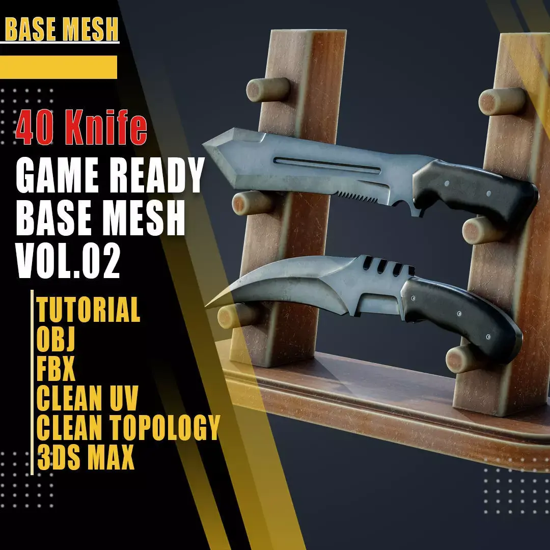 40 Knife Base Mesh Vol 02 Game Ready Low-poly 3D model