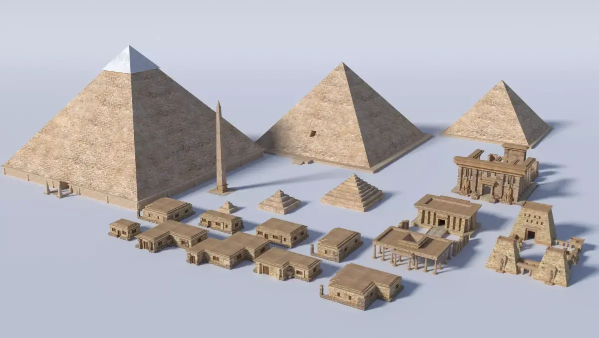 ancient egyptian pharaohs buildings  Low-poly 3D model