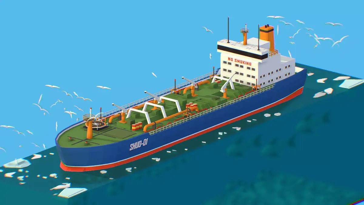 Boat Ship Oil Tanker in ocean Low-poly 3D model