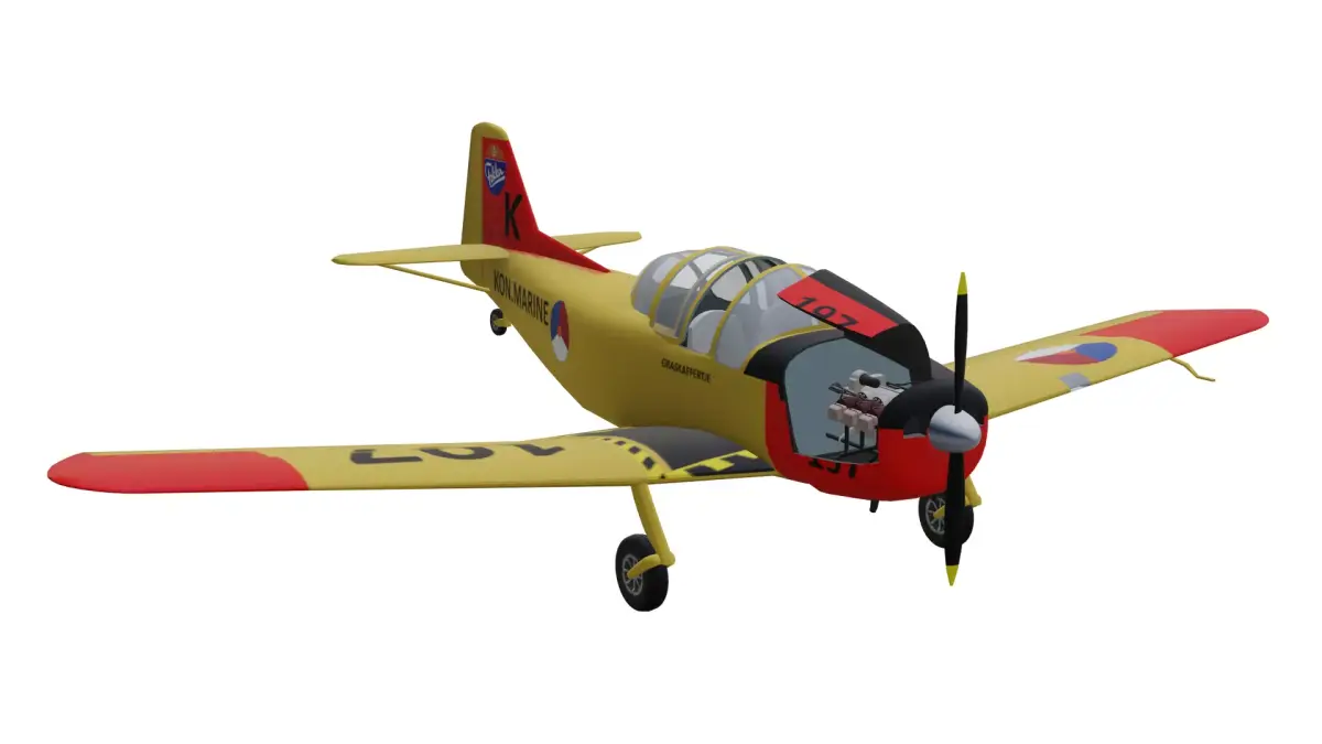 Fokker S-11 Instrukteur Low-poly 3D model