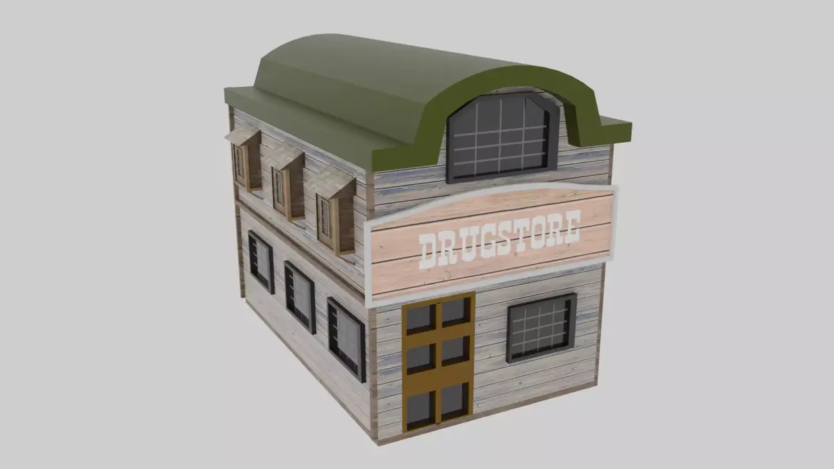 Wild West - Drugstore Low-poly 3D model