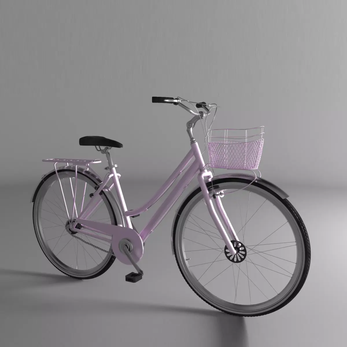 Pink bicycle for women 3D model