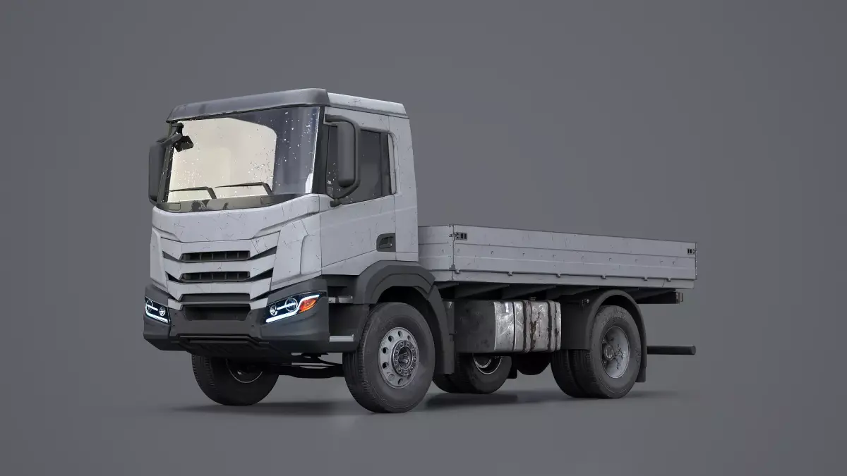Realistic Flatbed Truck Aged and Rusted 3D model